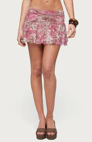EDIKTED Tessa Floral Ruffle Miniskirt