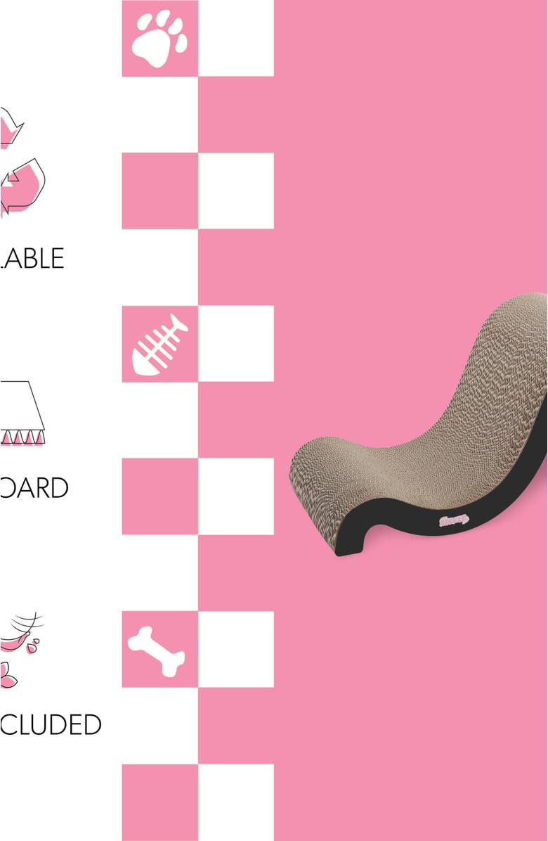 The Licker Store Kona 27" Modern Cardboard Double-Sided Wave Cat Scratcher with Catnip, Alternate, color, Black