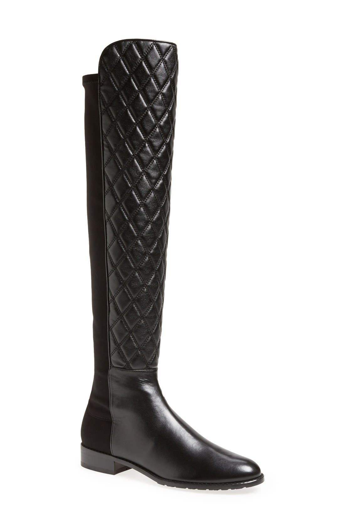 Stuart Weitzman 'Quiltboot' Nappa Leather Over the Knee Boot, Main, color, 