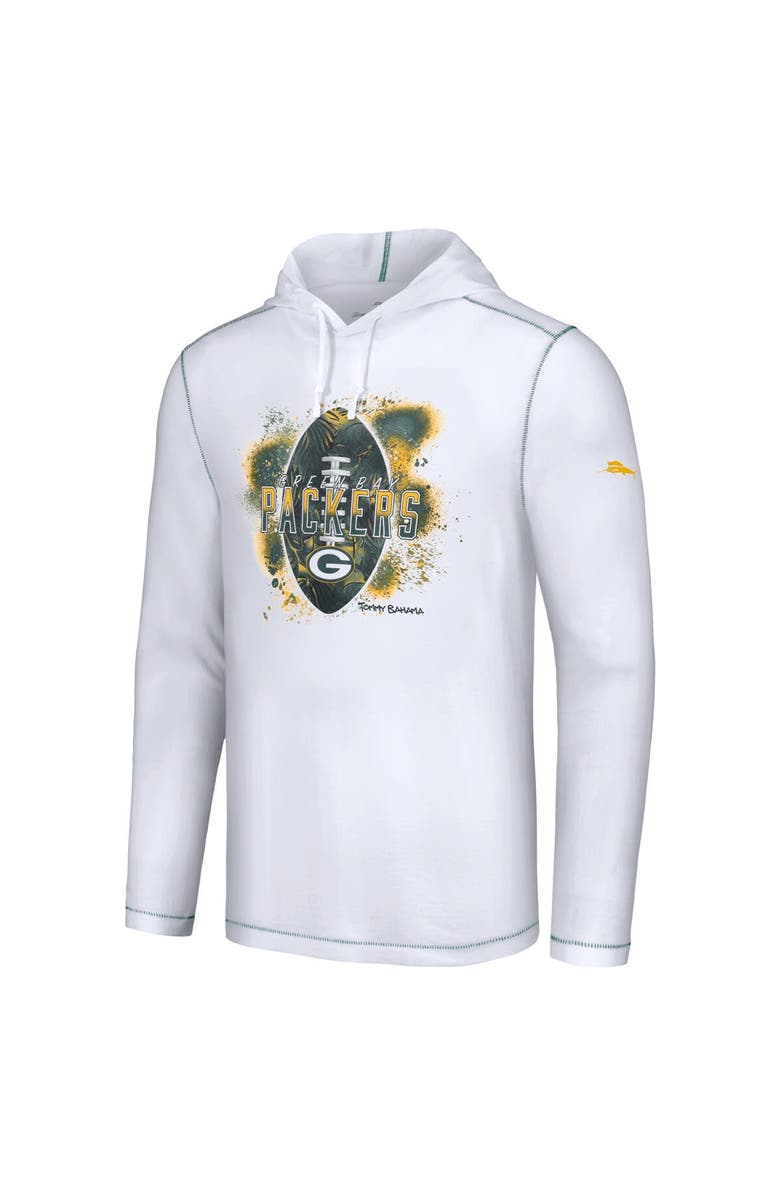 Tommy Bahama Men's Tommy Bahama White Green Bay Packers Graffiti Touchdown Pullover Hoodie, Alternate, color, White