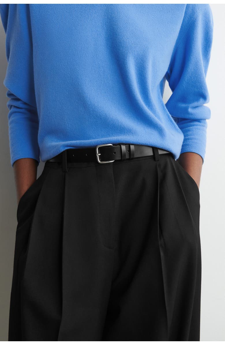 COS Relaxed Twill Wide-Leg Pants, Alternate, color, Black