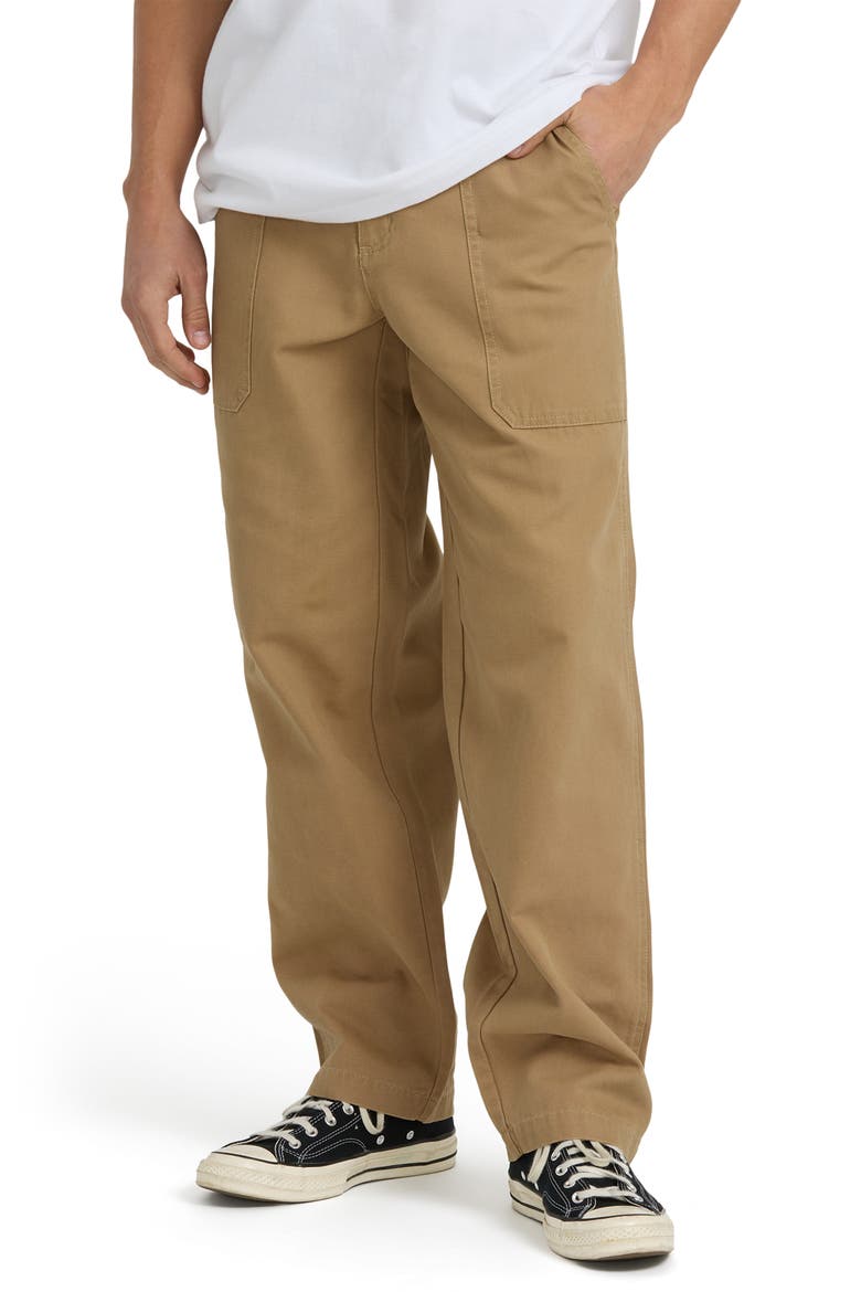 Stamped Garage Relaxed Straight Leg Patch Pocket Canvas Pants, Main, color, GRAVEL