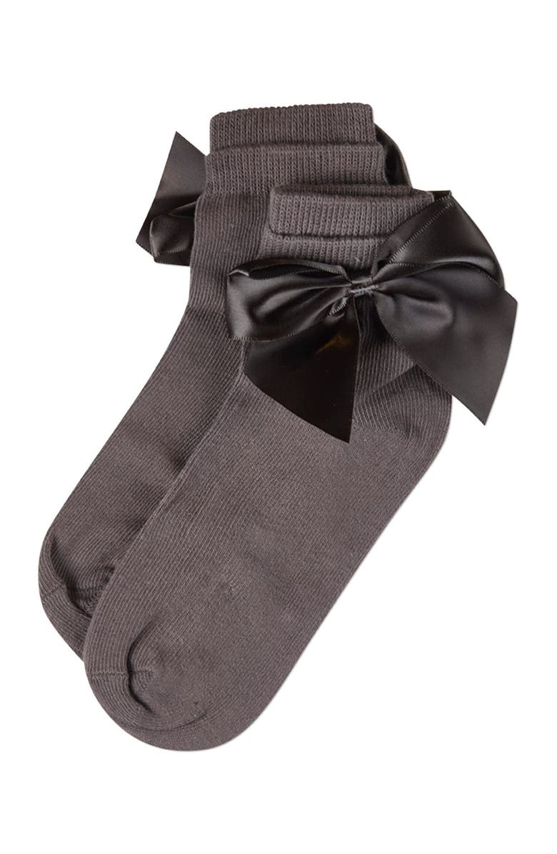 MeMoi Silky Side Bow Anklet Socks, Alternate, color, Charcoal