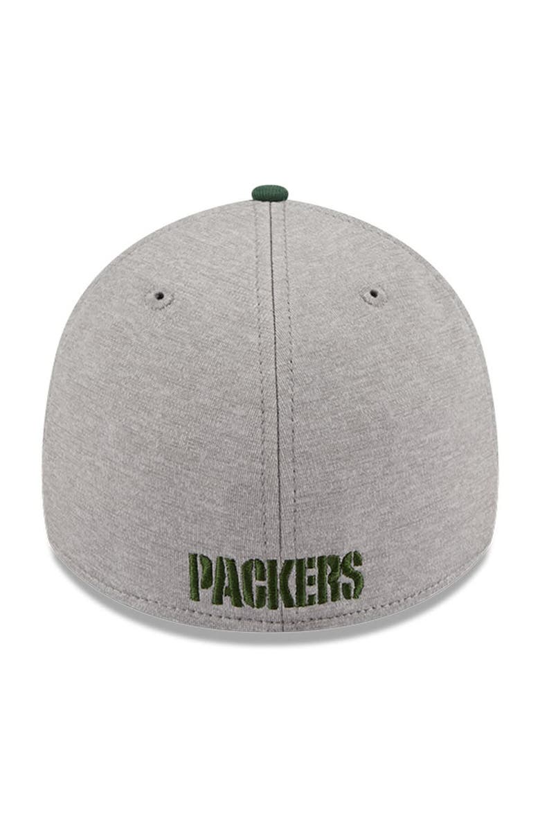 New Era Men's New Era Heather Gray/Green Green Bay Packers Striped 39THIRTY Flex Hat, Alternate, color, 