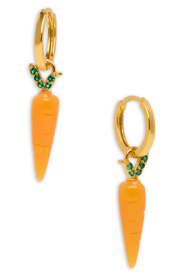 Carrot Charm Huggie Earrings, Main, color, ORANGE