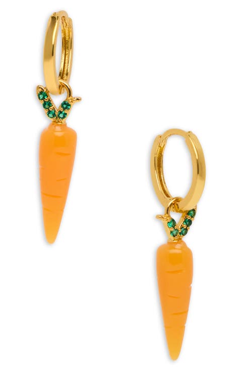 Carrot Charm Huggie Earrings