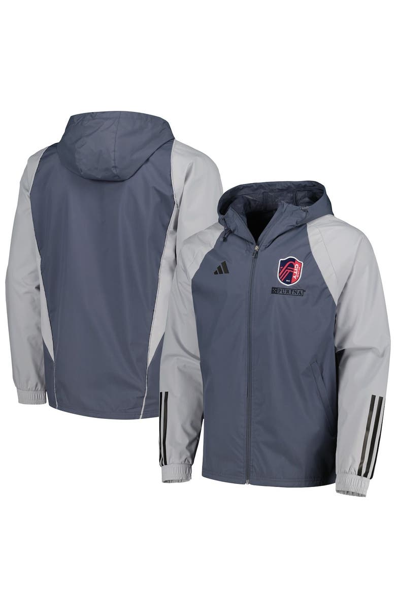 adidas Men's adidas Charcoal St. Louis City SC All-Weather Raglan Hoodie Full-Zip Jacket, Main, color, Charcoal