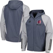 adidas Men's adidas Charcoal St. Louis City SC All-Weather Raglan Hoodie Full-Zip Jacket