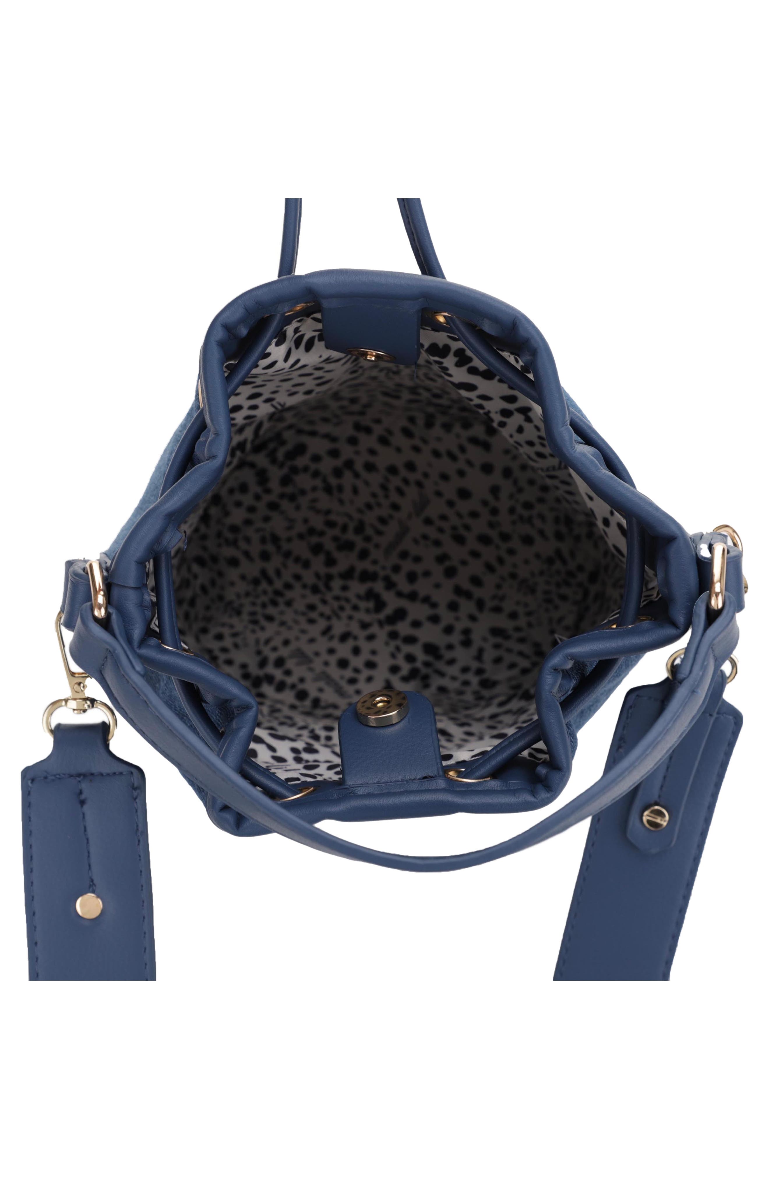 Mali + Lili Ella Denim & Vegan Leather Bucket Bag, Alternate, color, 