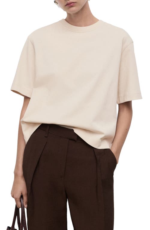 Mango Oversize Cotton T-shirt In Neutral