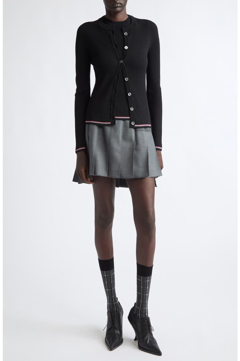 Crewneck Wool Cardigan, Alternate, color, BLACK