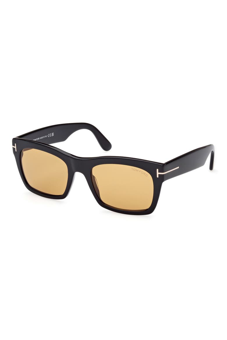 Nico 56mm Square Sunglasses, Alternate, color, SHINY BLACK / BROWN
