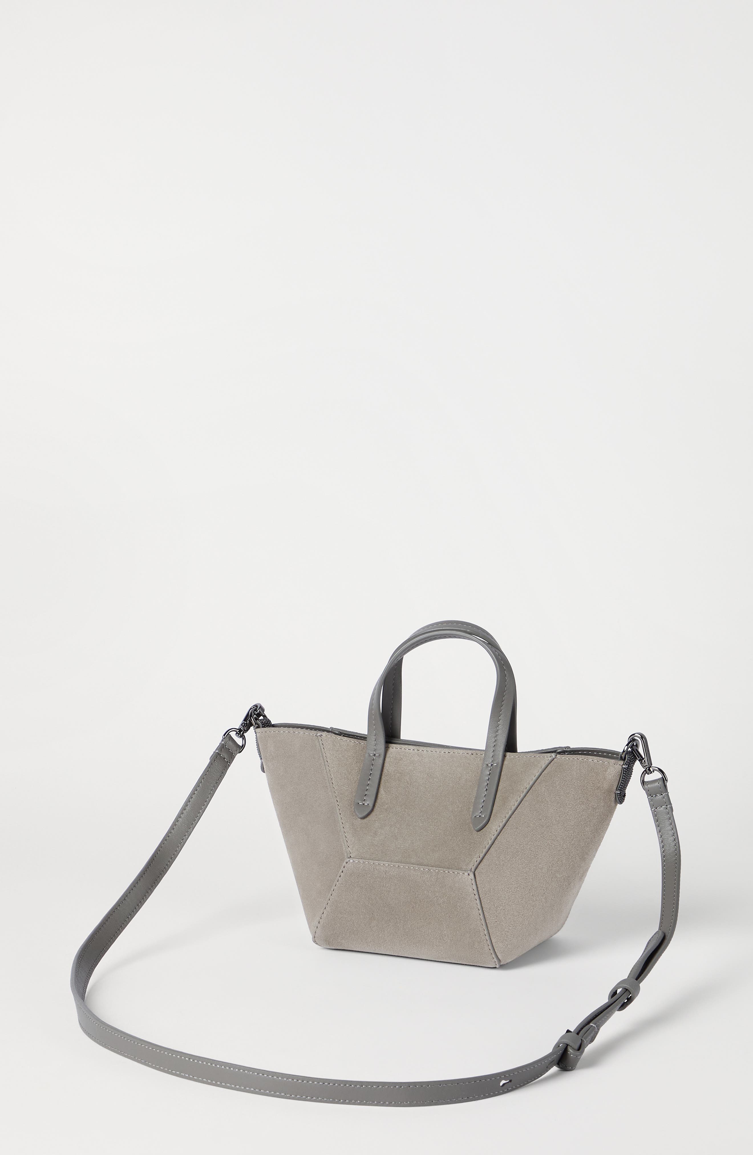 Brunello Cucinelli Suede mini BC Duo bag, Alternate, color, Green