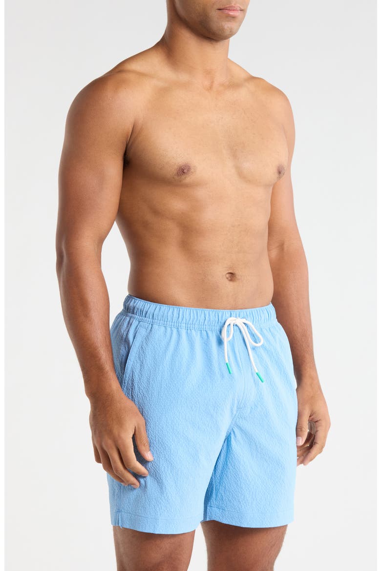 Naples Surf Seersucker Volley Swim Trunks, Alternate, color, BIG SKY BLUE