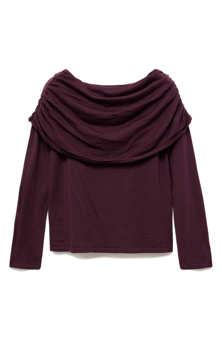 MANGO Off the Shoulder Sweater, Alternate, color, Wine