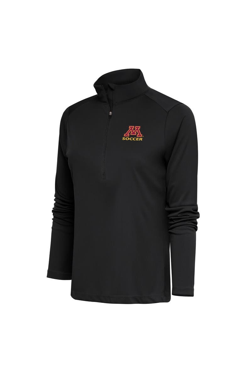 ANTIGUA Women's Antigua Charcoal Minnesota Golden Gophers Soccer Logo Tribute Quarter-Zip Pullover Top, Main, color, 