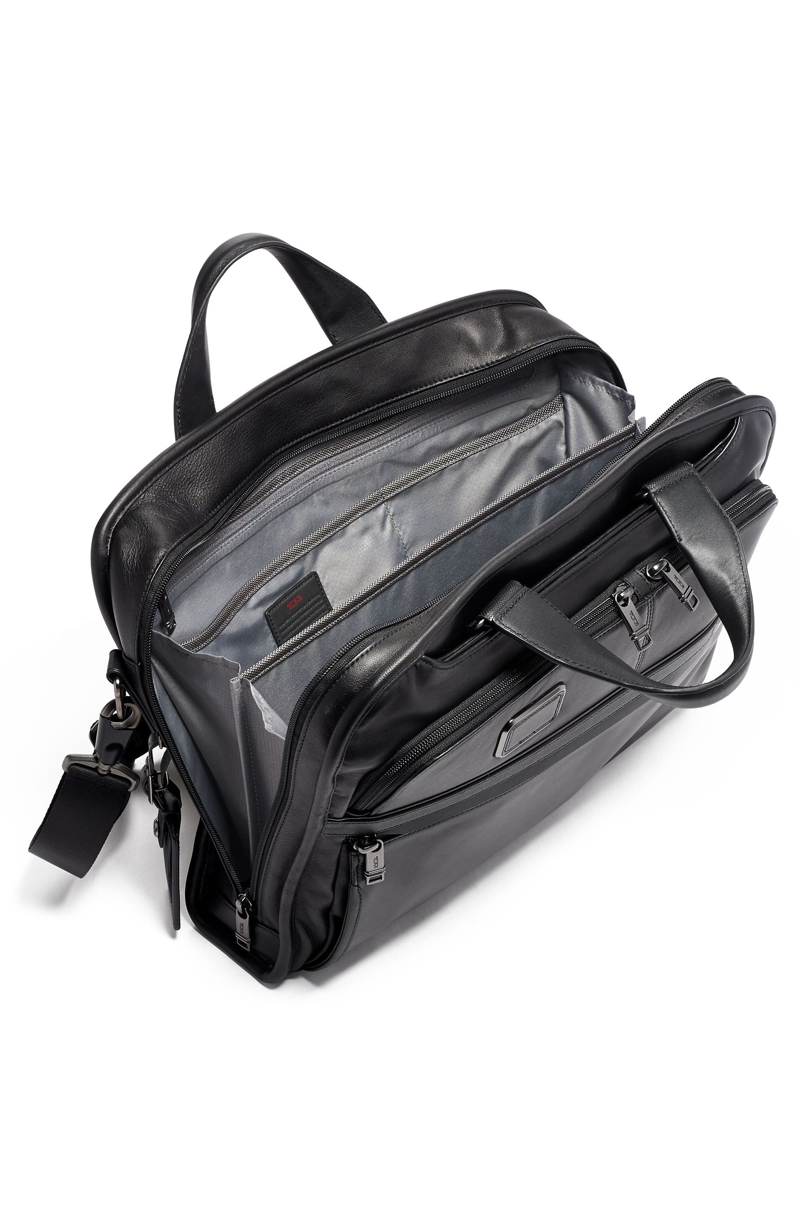 TUMI Alpha 3 Organizer Portfolio Leather Briefcase, Alternate, color, 