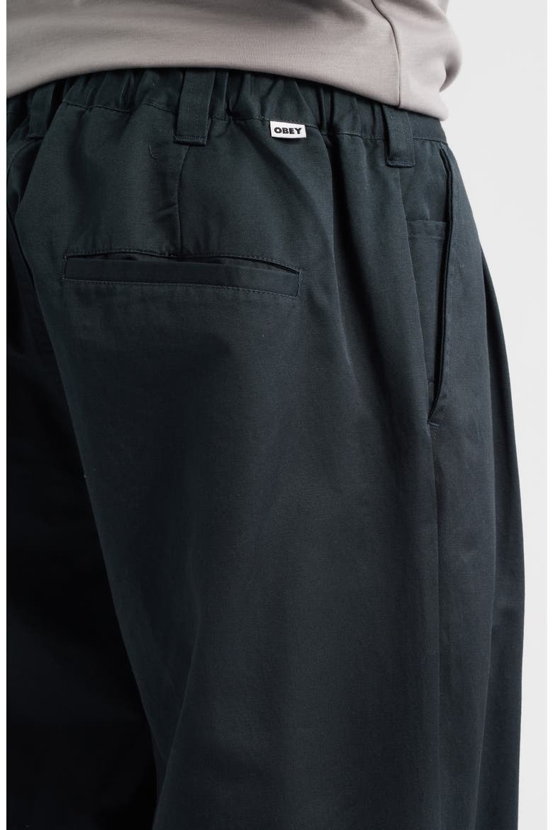 Foster Pleated Twill Pants, Alternate, color, BLACK