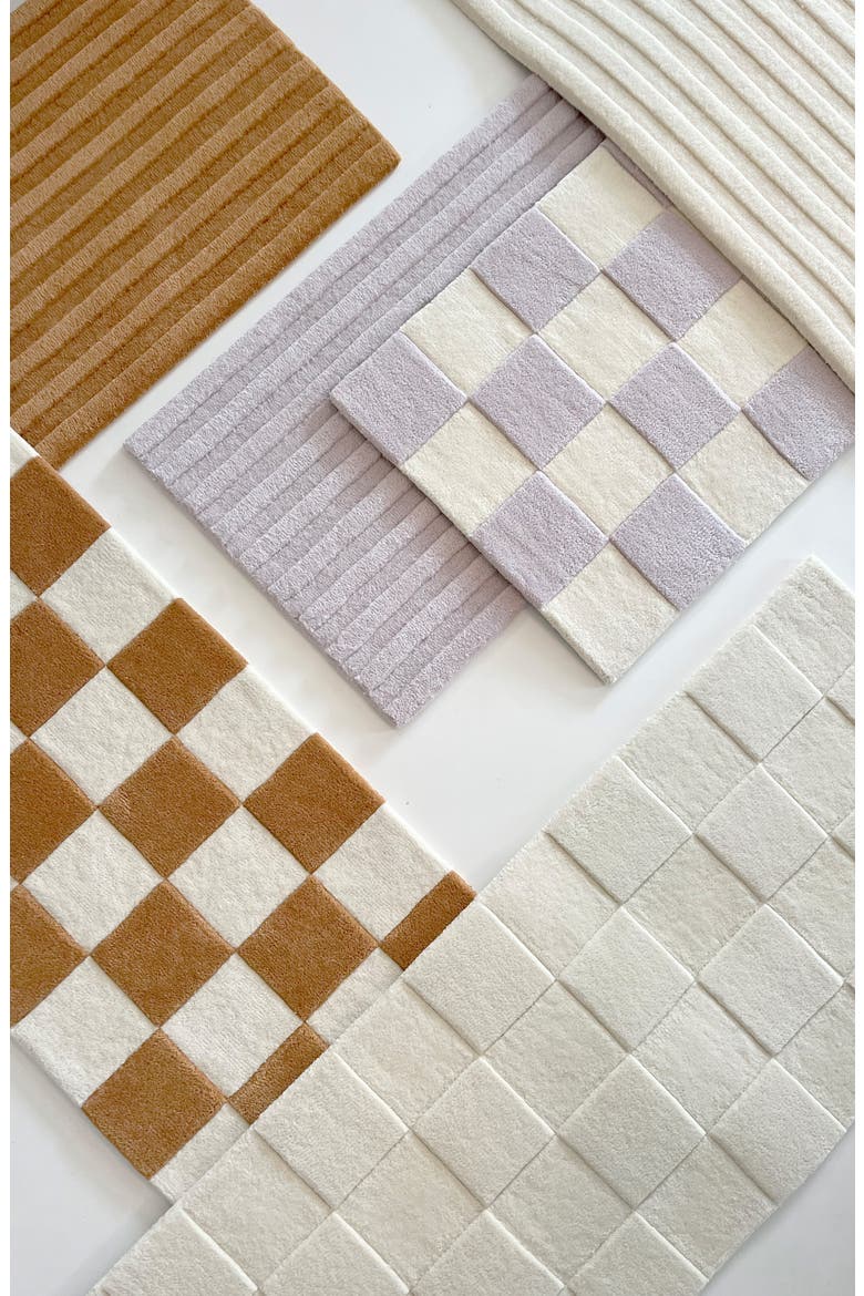 Checkerboard Wool Rug, Alternate, color, BROWN