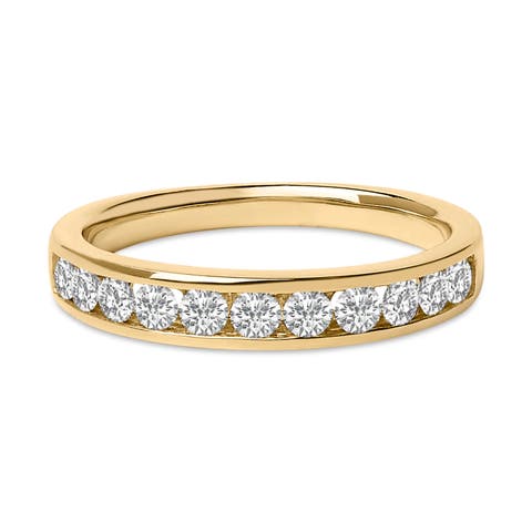 14K Gold 1/2 Cttw Round Diamond 11 Stone Channel Set Band