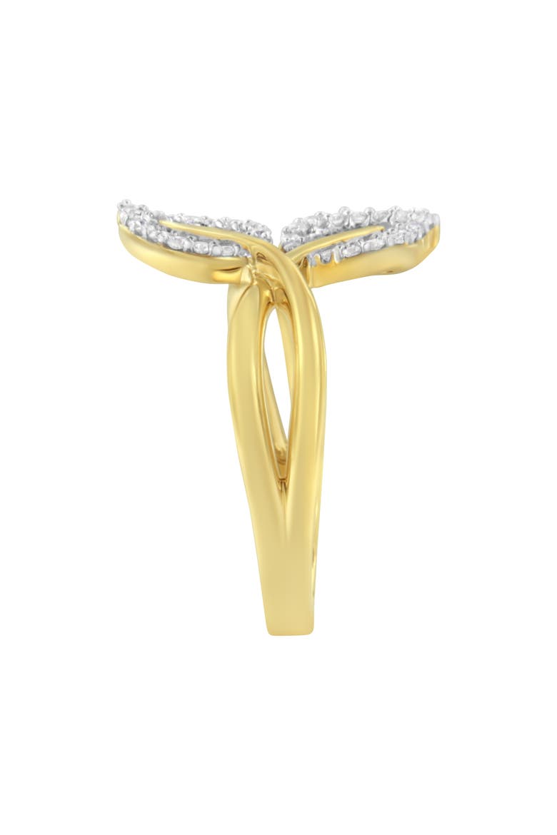10K Yellow Gold 3/8 Cttw Diamond Leaf Cocktail Ring, Alternate, color, Yellow Gold