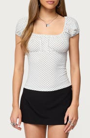 EDIKTED Stefania Polka Dot T-Shirt