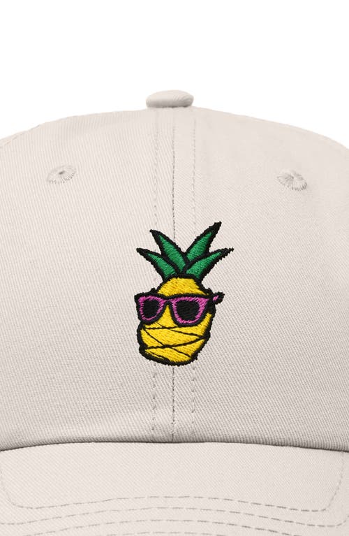 Dalix Pineapple Embroidered Dad Hat In Beige
