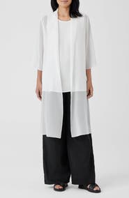 Eileen Fisher Open Front Silk Chiffon Jacket