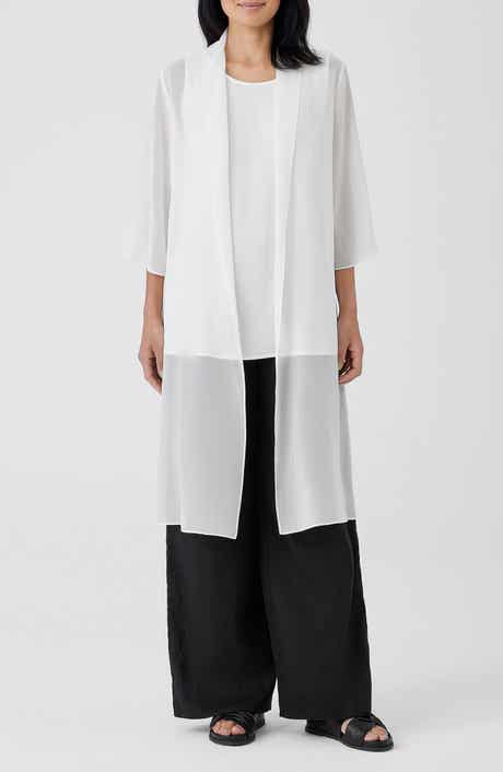 Eileen Fisher Open Front Silk Chiffon Jacket