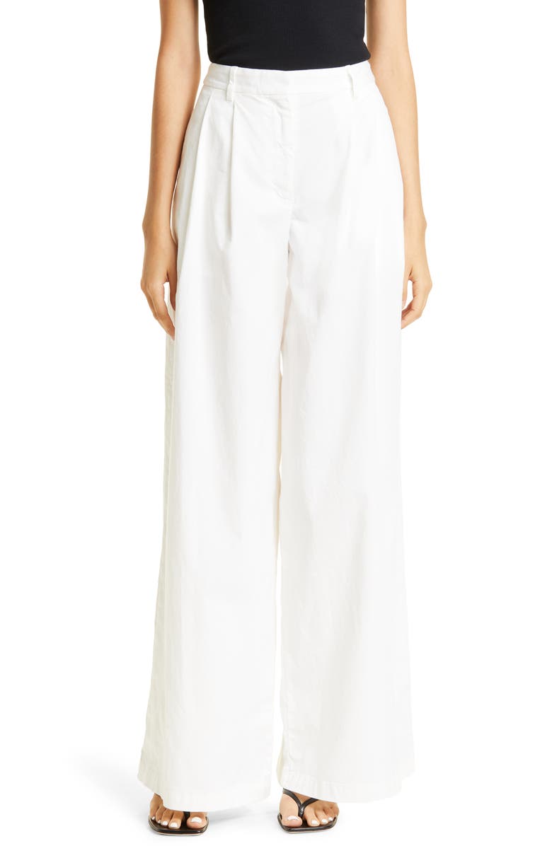 Nili Lotan Dillon Wide Leg Cotton Pants, Main, color, 