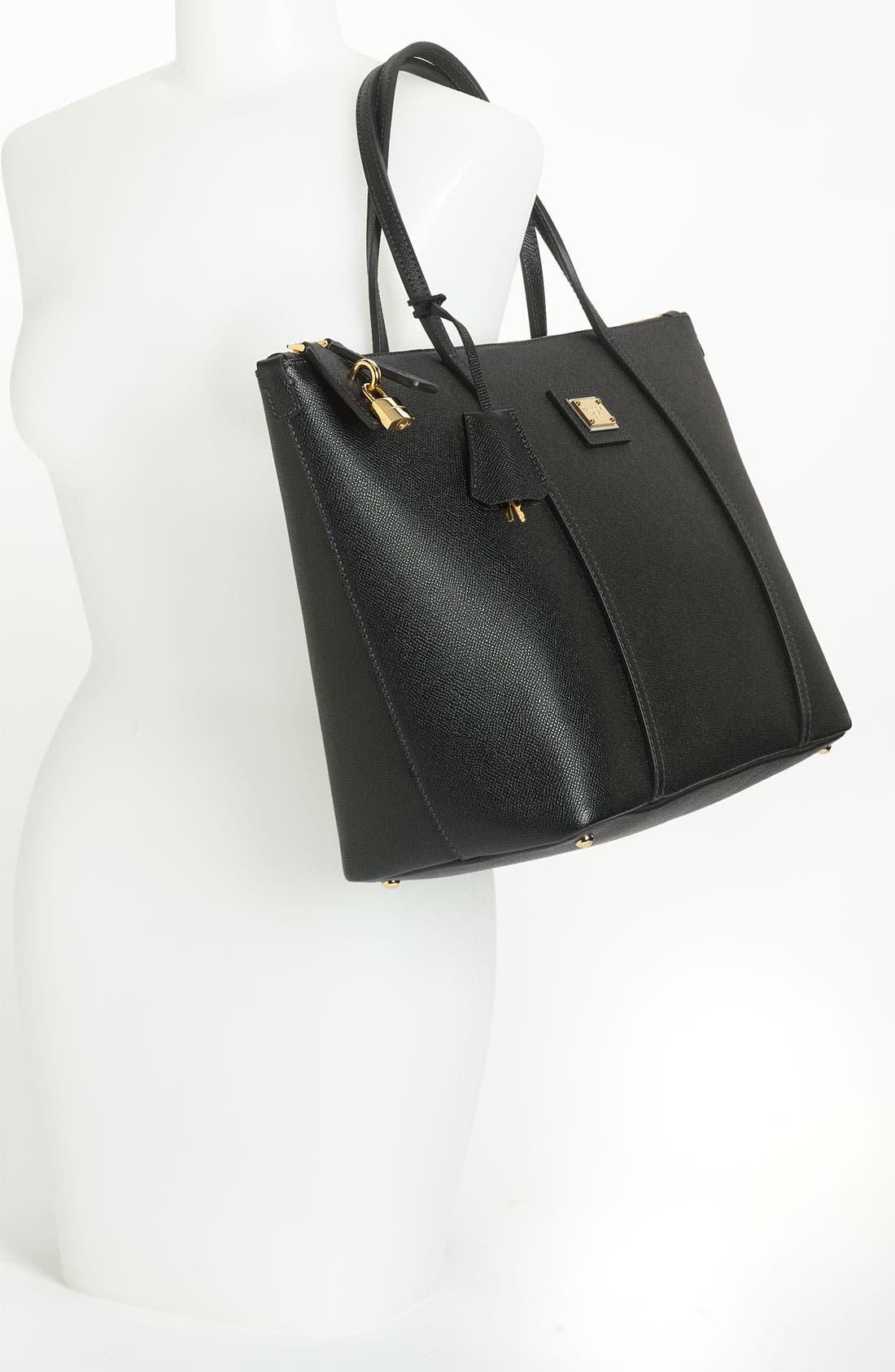 'Miss Escape - Classic' Leather Tote, Alternate, color, NERO