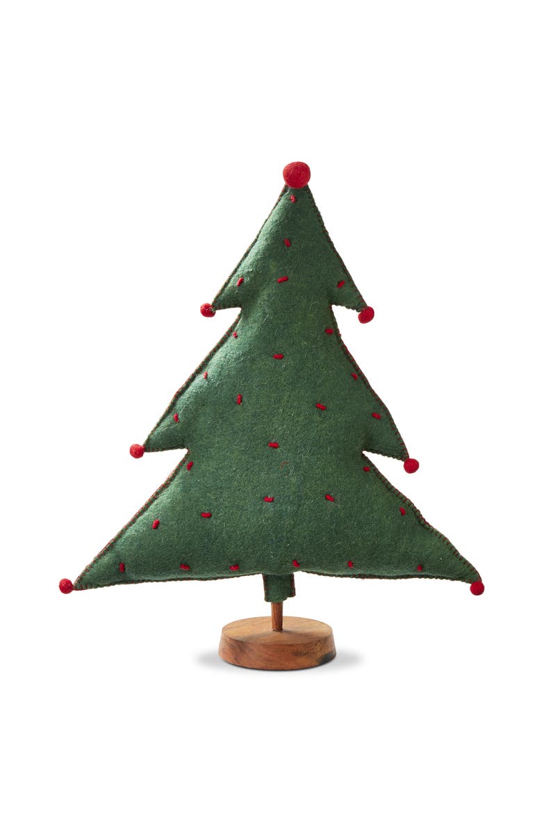 tag Large Merry Tree Holiday Sculpture Green Multi Felt Decor, Main, color, Green