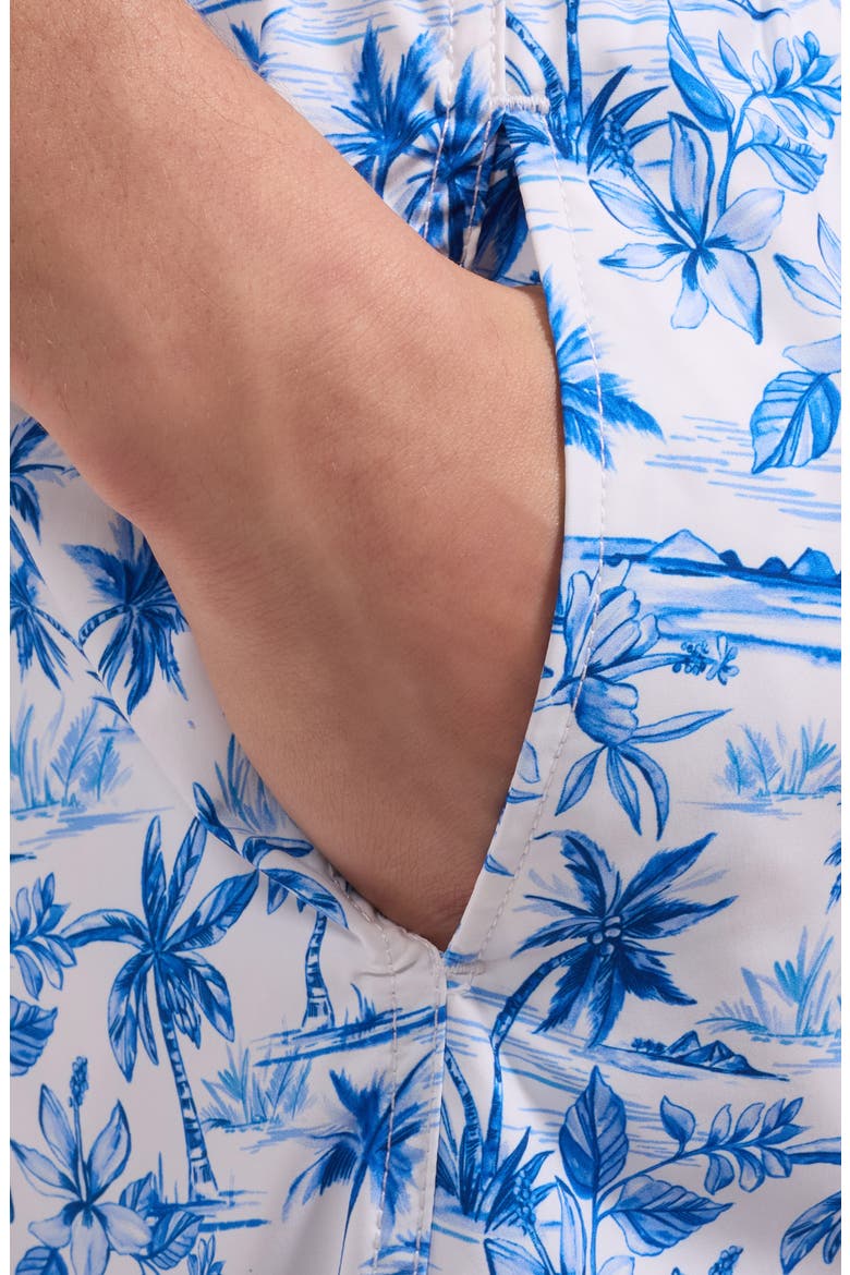 Kai Tropical Print Swim Trunks, Alternate, color, CLASSIC BLUE