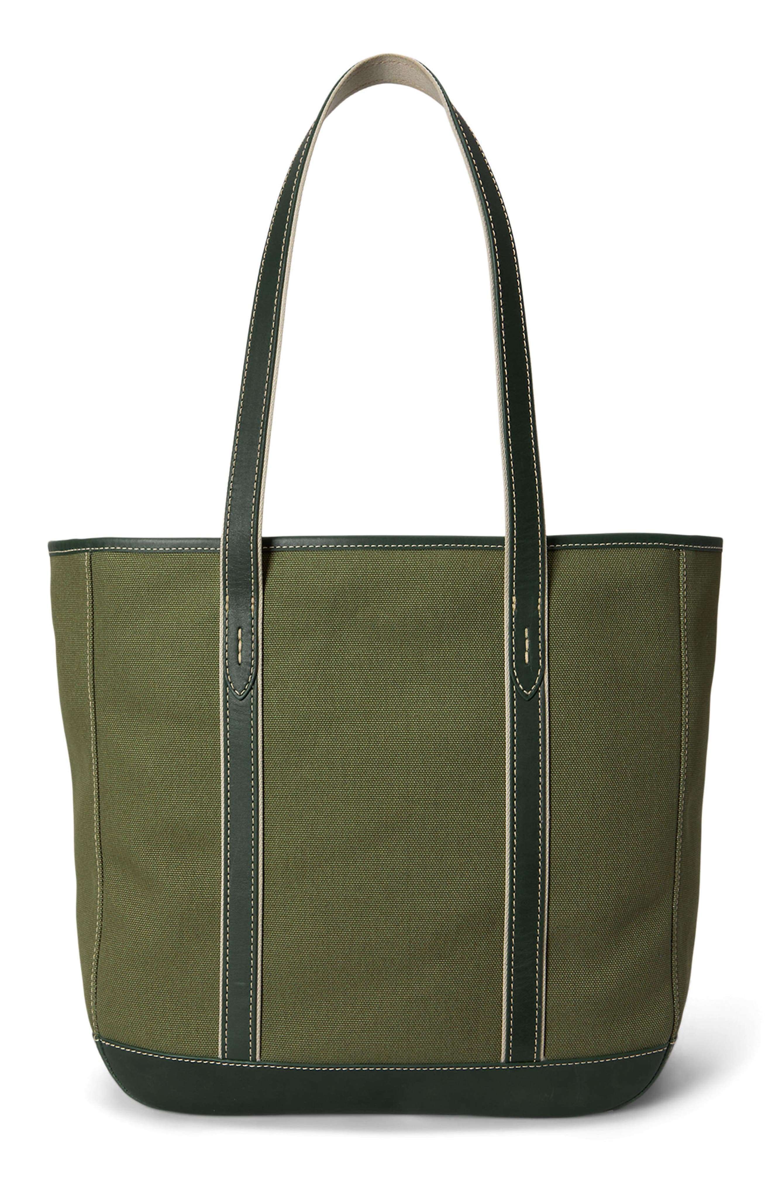 Polo Ralph Lauren Medium Canvas & Leather Tote, Alternate, color, Light Sage/ Olive