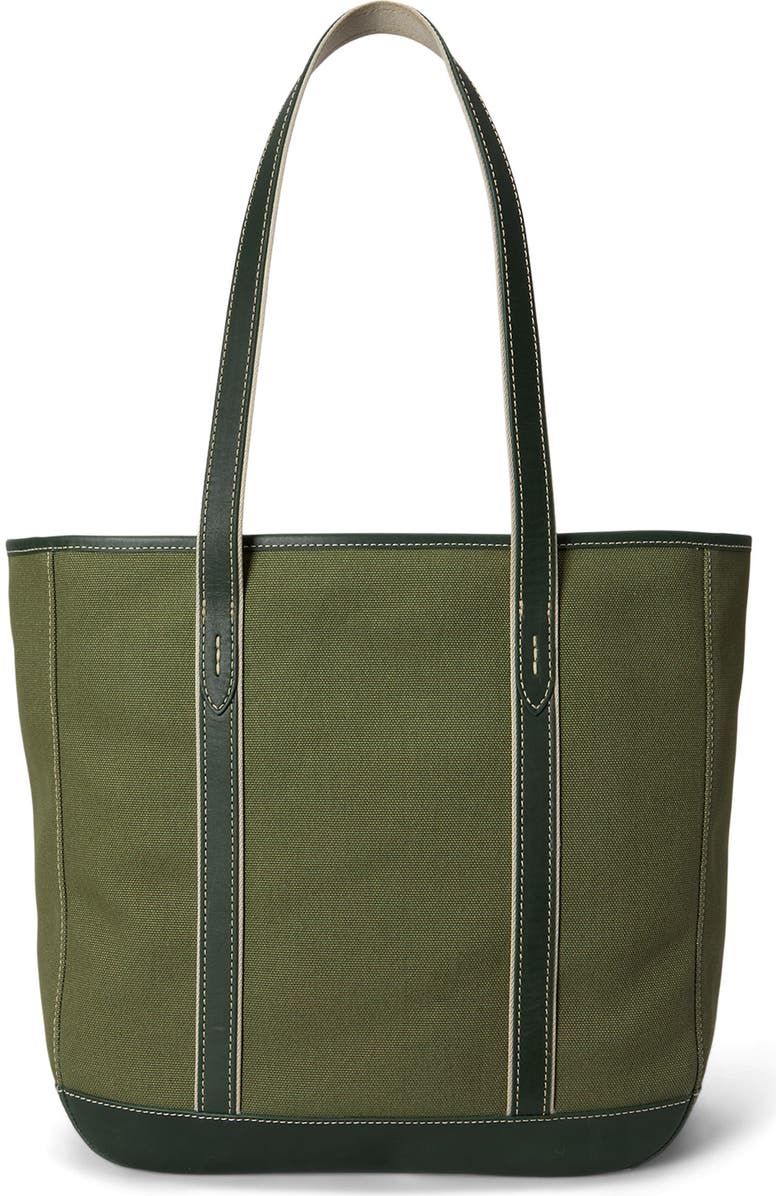 Polo Ralph Lauren Medium Canvas & Leather Tote, Alternate, color, Light Sage/ Olive
