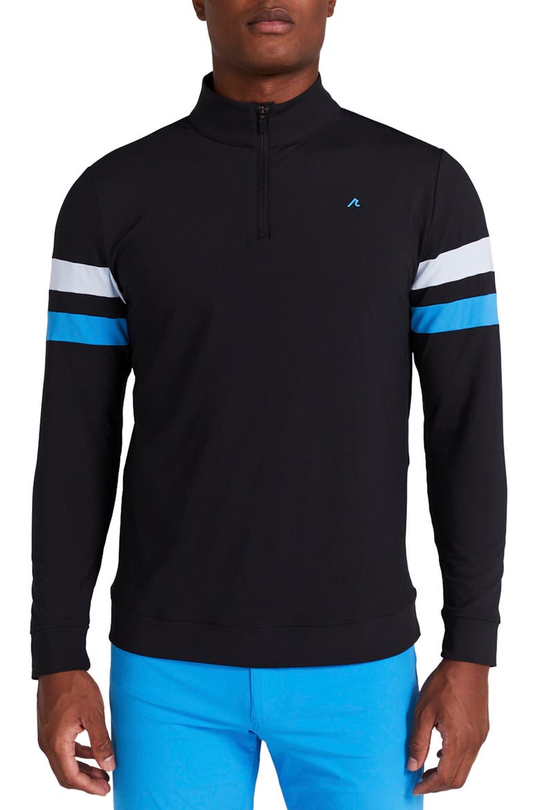 Wilson Stripe Detail Quarter-Zip Pullover, Main, color, BLACK