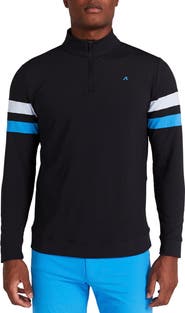 Redvanly Wilson Stripe Detail Quarter-Zip Pullover