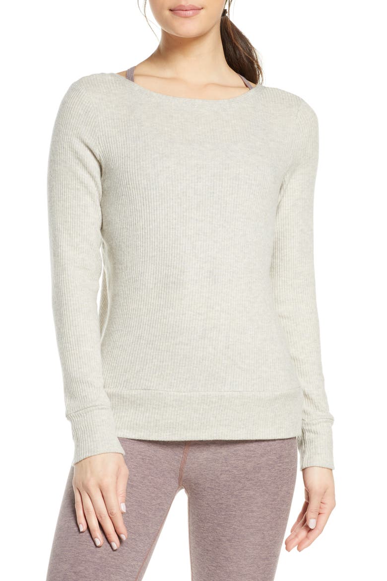 In Line Reversible Ribbed Pullover, Main, color, OATMEAL HEATHER