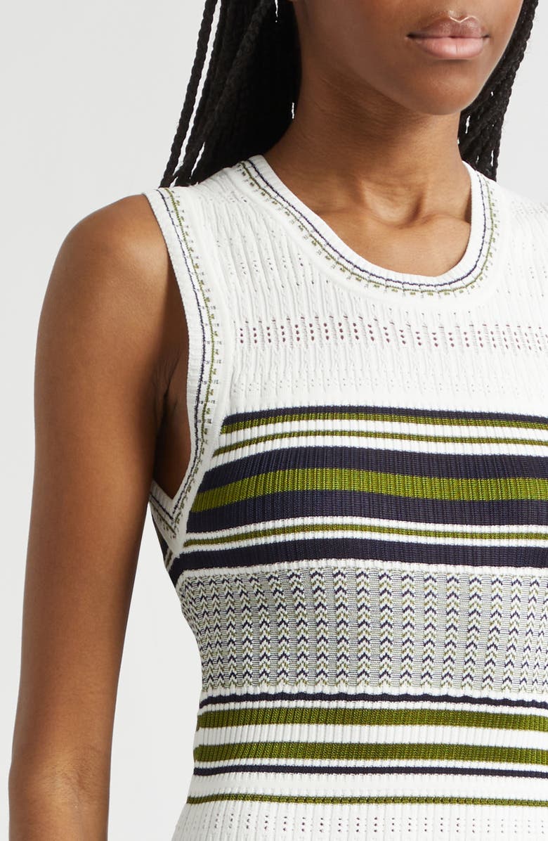 Veronica Beard Dawna Mixed Stripe Merino Wool Sweater Dress, Alternate, color, Navy/ Cactus/ Off White