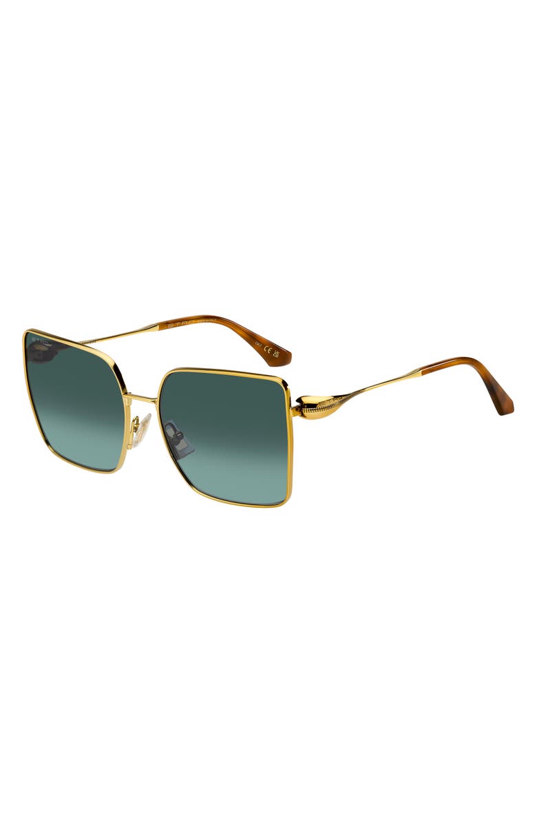 Etro 59mm Geometric Square Sunglasses, Alternate, color, Yellow Antique Gold/ Green