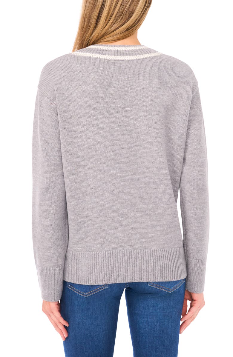Halogen<sup>®</sup> Contrast V-Neck Sweater, Alternate, color, Pepper Heather