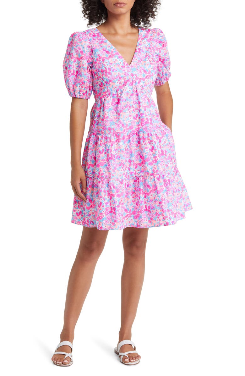 Lilly Pulitzer<sup>®</sup> Nalani Puff Sleeve Tiered Cotton Dress, Main, color,