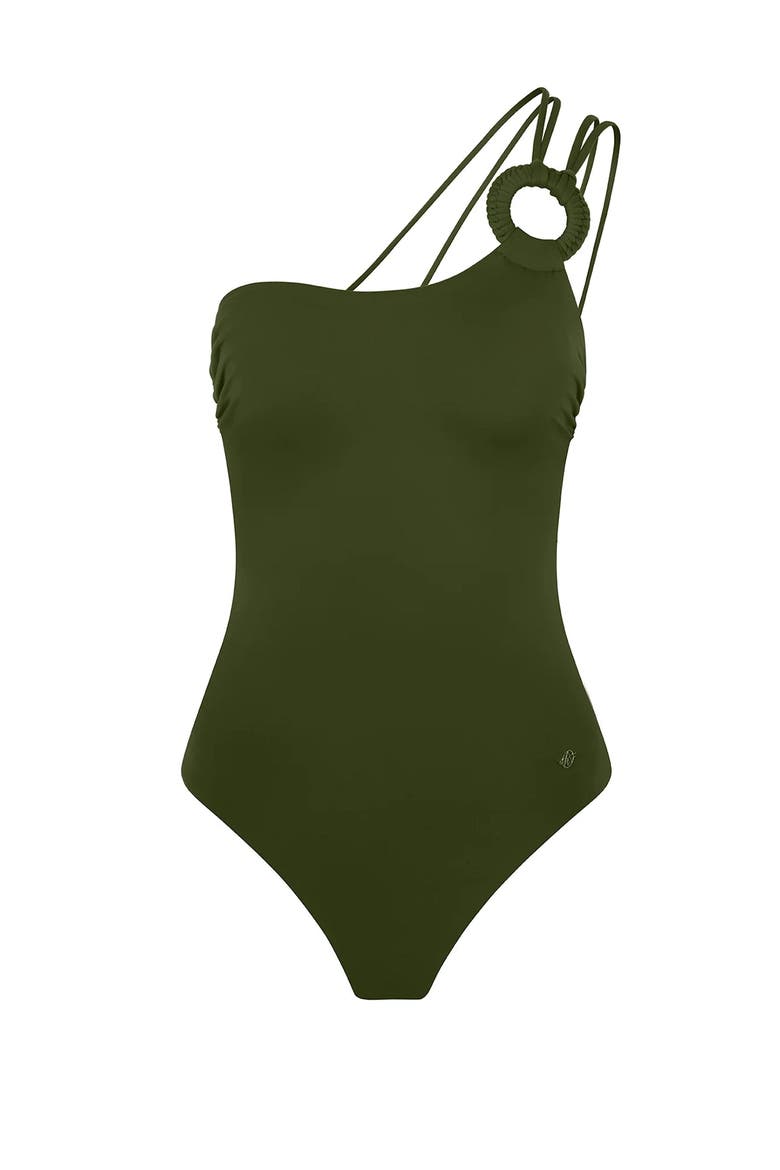 Touch Of Artisanal Strapless Swimsuit, Main, color, Khaki
