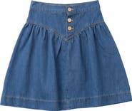 FYI V Yoke Button Detail Denim Skirt