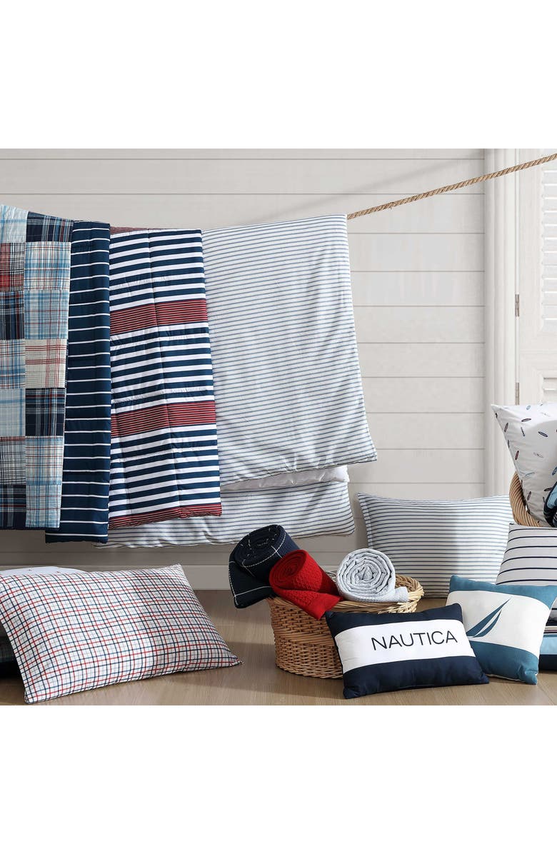 Nautica Windsor Stripe Seersucker Comforter Set, Alternate, color, Chambray Blue