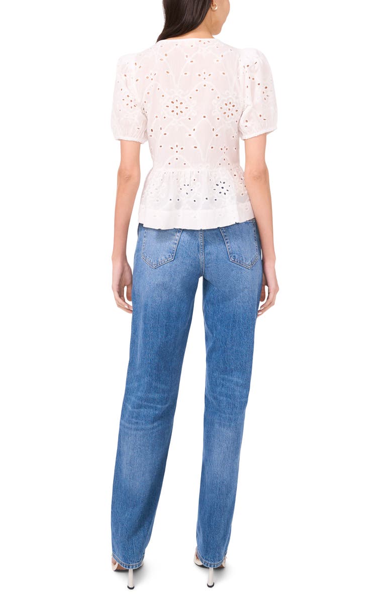 Parker Alina Tie Front Eyelet Peplum Top, Alternate, color,