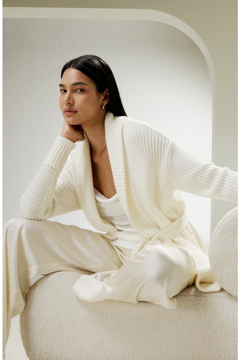 Women's Merino Wool Shawl Collar Cardigan, Alternate, color, White