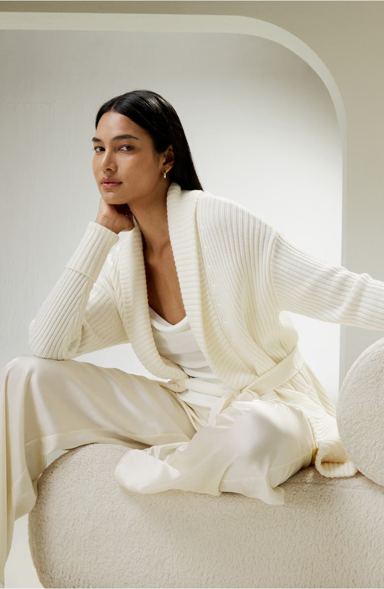 Lilysilk Merino Wool Shawl Collar Cardigan, Alternate, color, White