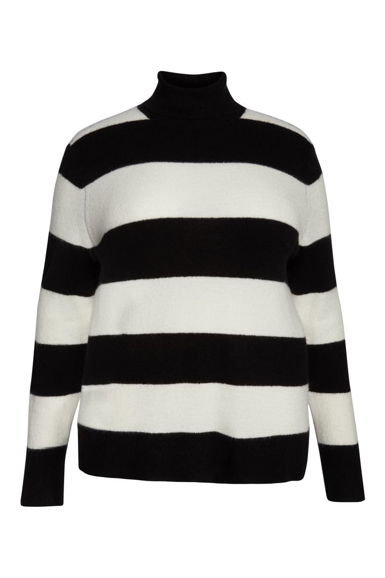 x Atlantic-Pacific Stripe Turtleneck Sweater, Alternate, color, BLACK- IVORY STRIPE