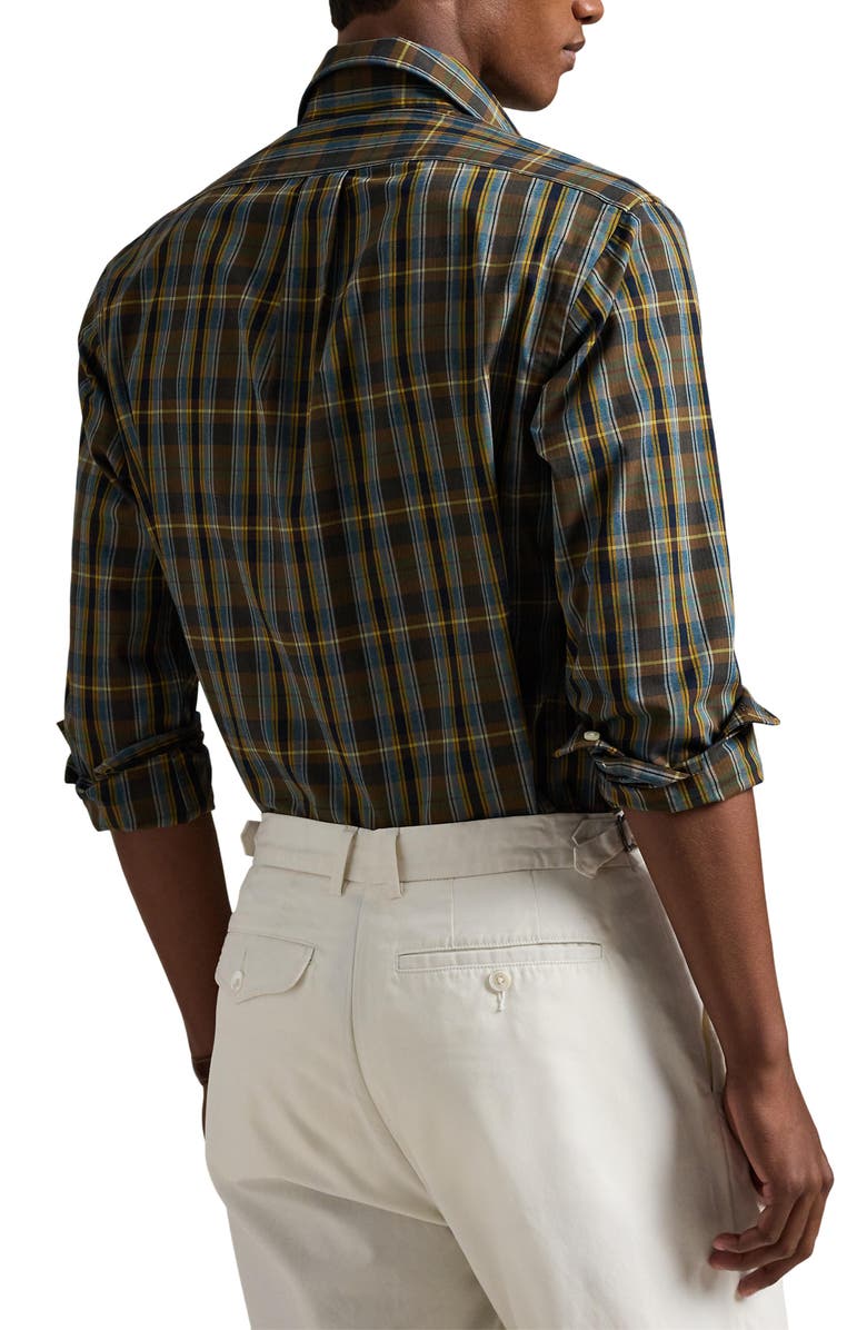 Polo Ralph Lauren Classic Fit Plaid Performance Oxford Button-Down Shirt, Alternate, color, Navy Brown Multi